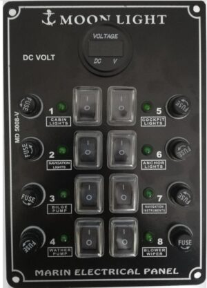 Moonlight 8 li Dikey Switch Panel 12-24 Volt Metre