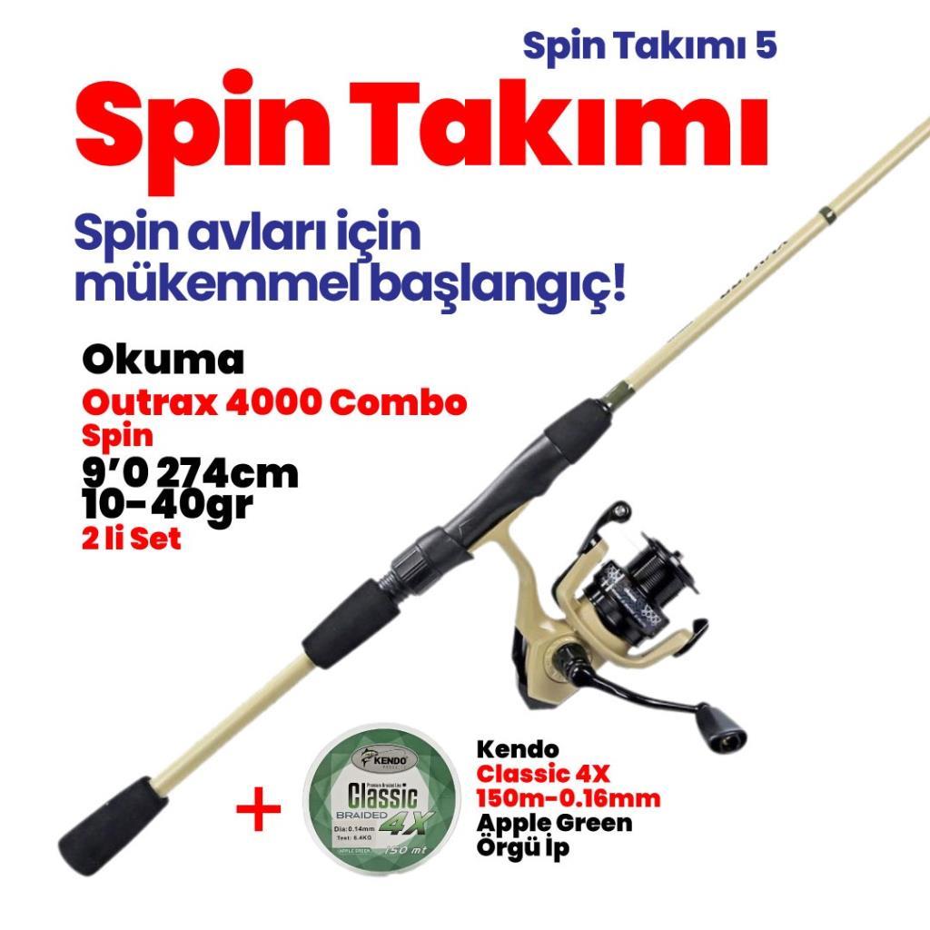 Okuma Outrax 4000 Combo Spin 9'0 274cm 10-40gr Makine Kamış İp Misina Set