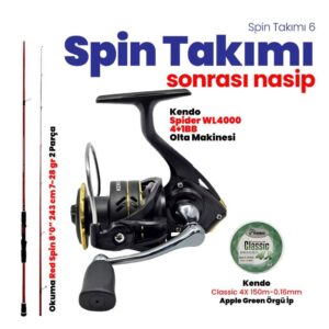 Okuma Red Spin 243 cm ve Kendo Spider 40 Spin Takımı - 6