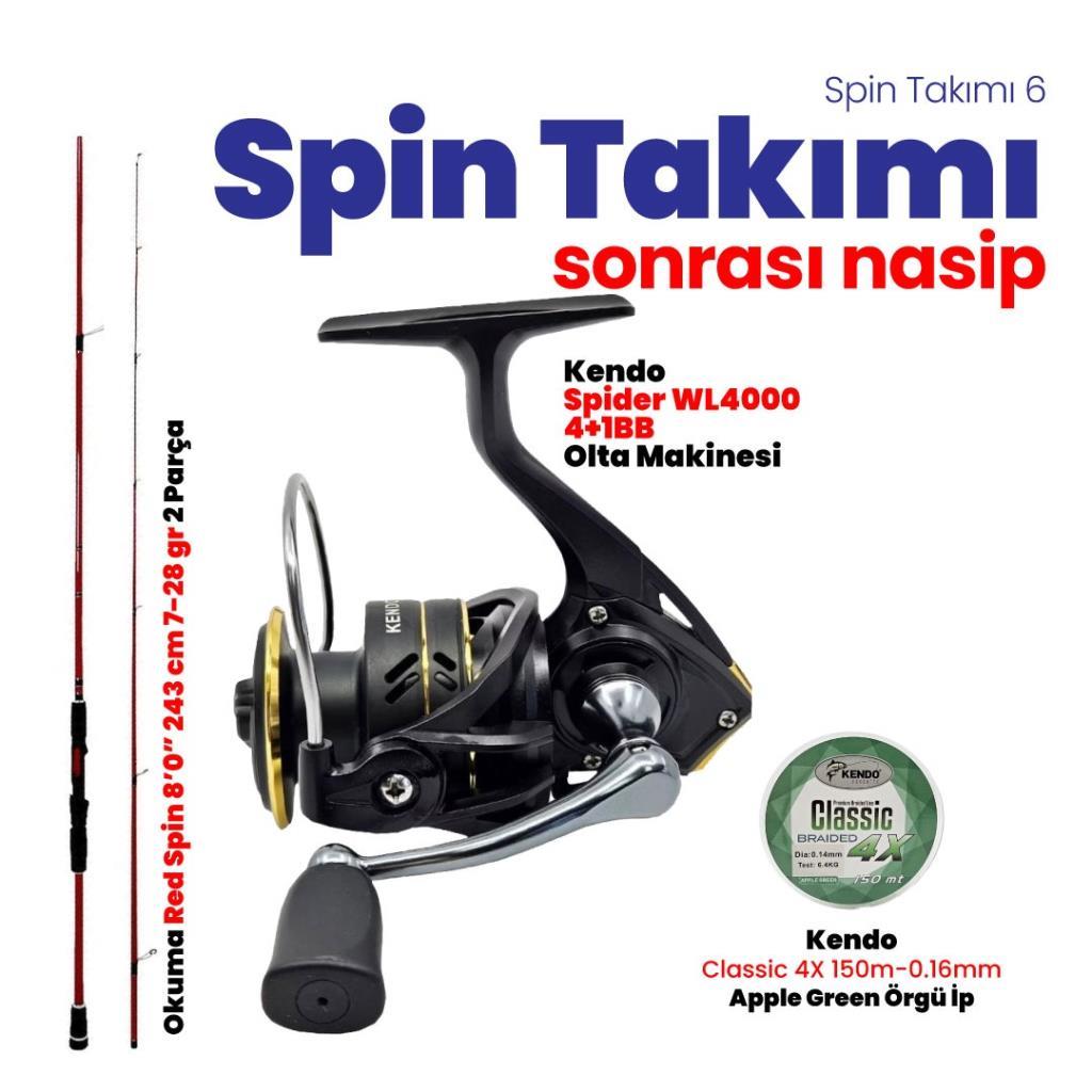 Okuma Red Spin 243 cm ve Kendo Spider 40 Spin Takımı - 6