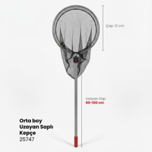 Alamatra Teleskopik 100 cm Geniş Yuvarlak Ağ File Kepçe