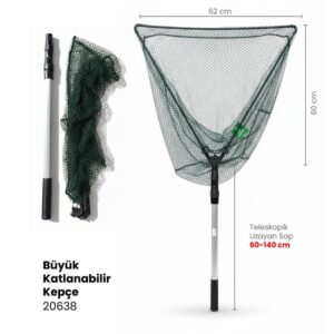 Alamatra Teleskopik 140 cm Katlanır Ağ File Kepçe