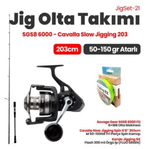 Cavalla Slow Jigging Spin 203cm 50-150gr Kamış-Savage Gear SGS8 6000 Olta Makinesi Slow Jig Set-21