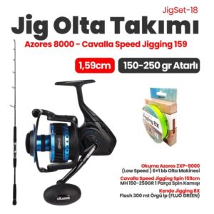 Cavalla Speed Jigging Spin 159cm 150-250gr Kamış- Okuma Azores ZXP-8000 Olta Makinesi Jig Set 18