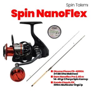 Okuma Pisces 4000A Makine - Dam Nano Flex 240 cm 14-40gr Spi Kamış Set
