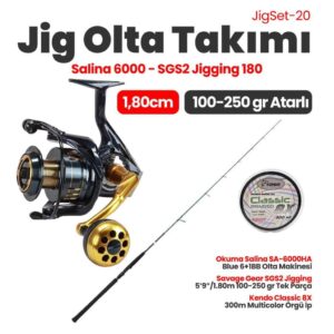 Okuma Salina SA-6000HA Olta Makinesi- Savage Gear SGS2 Jigging 180 cm 100-250 gr Tek Parça Jig Set-20