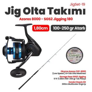 Savage Gear SGS2 Jigging 1.80m 100-250 gr Tek Parça- Okuma Azores ZXP-8000 Olta Makinesi Jig Set 19