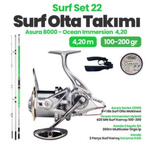 Sunset Ocean Immersion Hybrid 420 cm Surf Kamışı - Kaido Asura Series 12000 6+1 Bb Surf Set-22