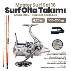 Sunset Skandal Adria Hybrid 420 cm LC Surf Kamışı - Kaido Asura Series 12000 6+1 Bb Surf Set-16