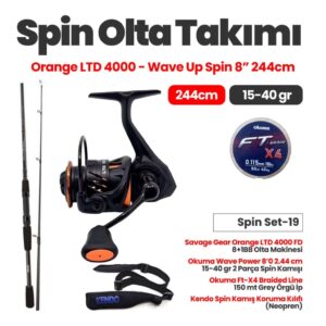 Savage Gear Orange LTD 4000 FD Olta Makinesi – Okuma Wave Power 2.44 cm 15-40 gr Spin Kamışı Spin Set -19