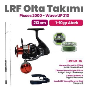 Okuma Pisces PS-2000A 3+1 BB Olta Makinesi - Okuma Wave Up Spin 213cm 1-10gr 2 Parça Olta Kamışı Lrf Set- 16