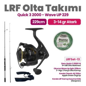 Dam Quick 3 2000 Fd 9+1 BB Olta Makinesi - Okuma Wave Up Spin 229cm 3-14gr 2 Parça Olta Kamışı Lrf Set- 13