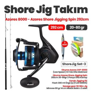 Okuma Azores 8000A Olta Makinesi - Okuma Azores 292cm 20-80gr  Shore Jigging Takımı -3