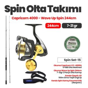 Okuma Capricorn CC-4000A Olta Makinesi - Wave Up Spin 244cm 7-21gr Olta Kamışı Spin Set -15