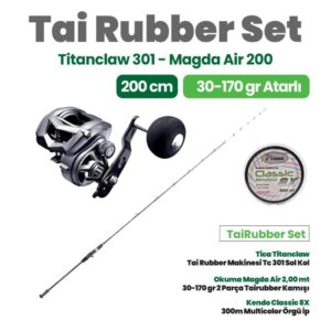 Okuma Magda Air 2,00 mt 30-170 gr Tairubber Kamışı - Tica Titanclaw Tc 301 Sol Kol Makine TaiRubber Set- 2