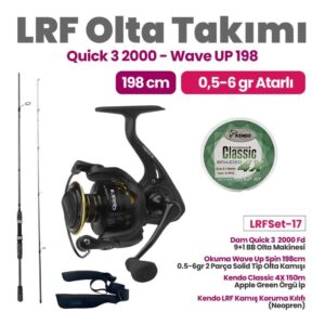 Okuma Wave Up Spin 198cm 0.5-6gr 2 Parça Solid Tip Olta Kamışı - Dam Quick 3 2000 Fd 9+1 BB Olta Makinesi Lrf Set- 17