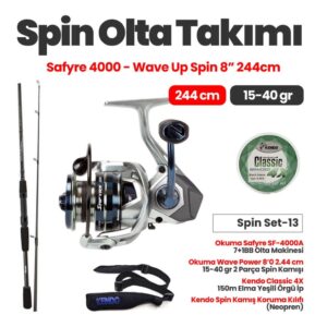 Okuma Safyre SF-4000A Olta Makinesi – Okuma Wave Power 2.44 cm 15-40 gr Spin Kamışı Spin Set-13