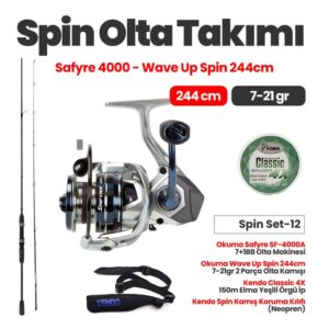 Okuma Safyre SF-4000A Olta Makinesi - Wave Up Spin 244cm 7-21gr Olta Kamışı Spin Set-12
