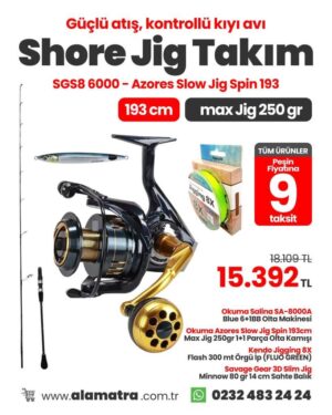 Okuma Salina SA-8000A Olta Makinesi - Okuma Azores 304cm 40-100gr  Shore Jigging Takımı -2