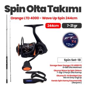 Savage Gear Orange LTD 4000 FD Olta Makinesi - Wave Up Spin 244cm 7-21gr Olta Kamışı Spin Set-18