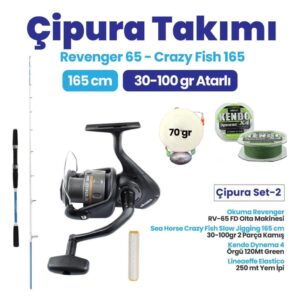 Sea Horse Crazy Fish Kamış- Okuma Revenger RV-65 FD Olta Makinesi Çipura Set -2