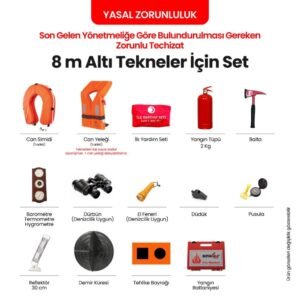 8 Metre Altındaki Tekneler için Zorunlu Teçhizat Seti