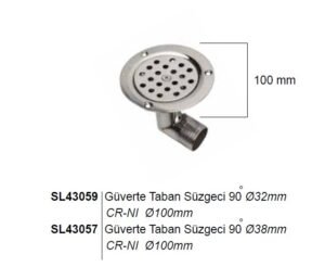 Sealux Güverte Taban Süzgeçi 90° 38mm