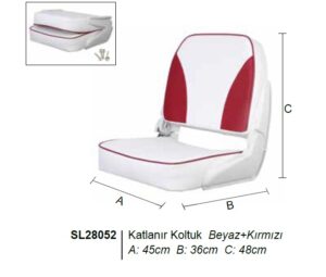 Sealux Katlanır Koltuk Beyaz+Kırmızı 45x36x48 cm