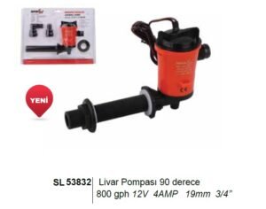 Sealux Livar Pompası 800 Gph 12V / Yan 90 Derece