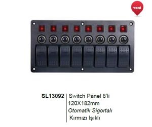 Sealux Switch Panel 8 li 120x182mm Otomatik Sigortalı Işıklı