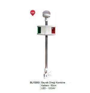 Bayrak Direği Kombine Katlanır 50cm LED - 12/24V