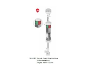Bayrak Direği Ultra Kombine Radar Reflektörlü Beyaz 50cm - 12/24V