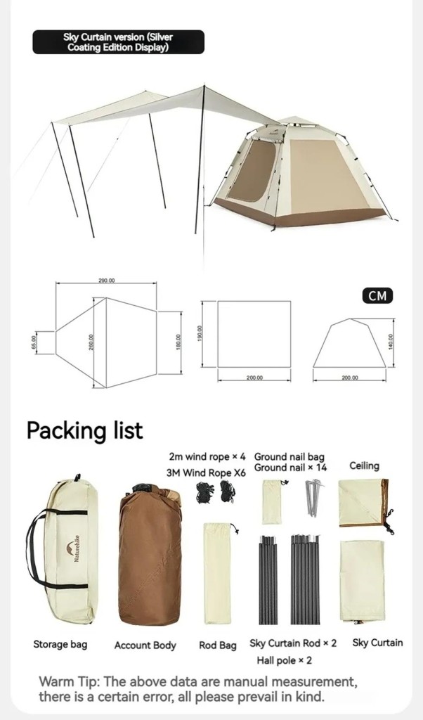Naturehike Ango Picnic Otomatik Kurulum 3 Kişilik Çadır - Görsel 2