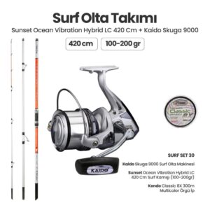 Sunset Ocean Vibration Hybrid LC 420 Cm Surf Kamışı - Kaido Skuga 9000 Surf Set 30