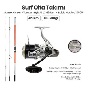 Sunset Ocean Vibration Hybrid LC 420 cm Surf Kamışı - Kaido Magico 10000 Surf Set 35