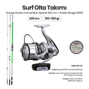 Sunset Ocean Immersion Hybrid 420 MN Surf Kamışı - Kaido Skuga 9000 Surf Set 32