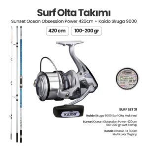Sunset Ocean Obsession Power 420cm Surf Kamışı - Kaido Skuga 9000 Surf Set 31