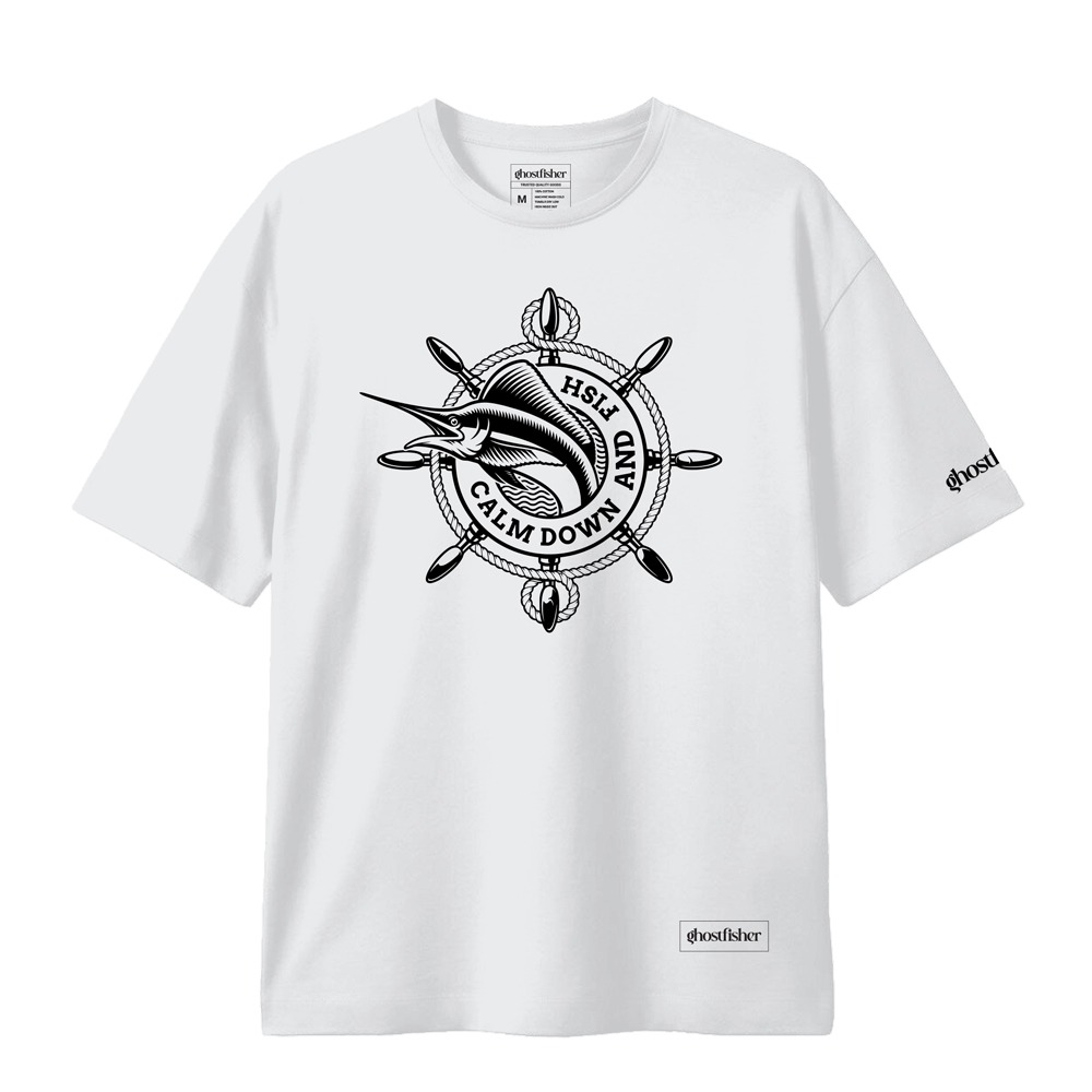Balıkçılık Temalı Tişört - Calm Down and Fish Tshirt