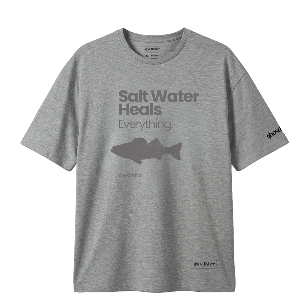 Balıkçılık Temalı Tişört - Salt Water Heals Everything - Görsel 5