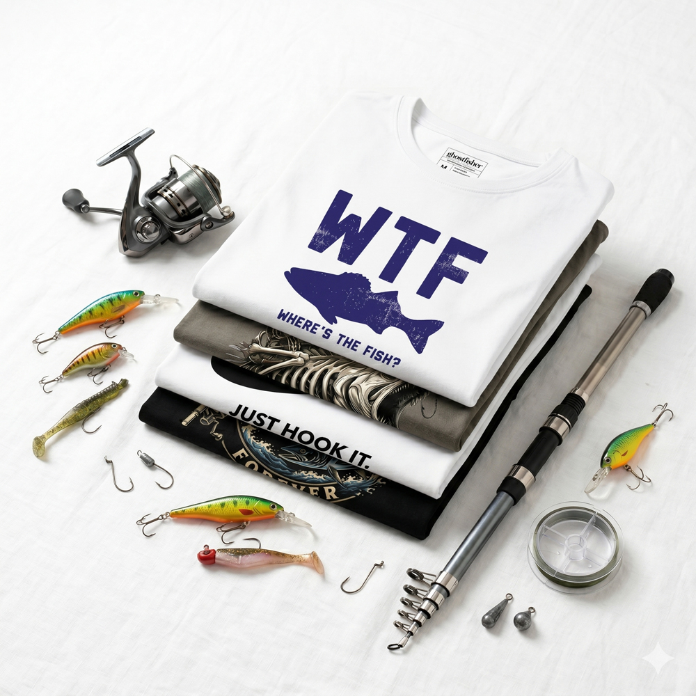 Balıkçılık Temalı Tişört - Where's the fish - Görsel 6