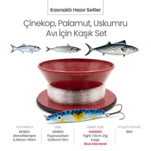 Alamatra Kasnaklı Hazır Sırtı Seti – Çinekop, Palamut & Uskumru Avı İçin Kaşık Seti