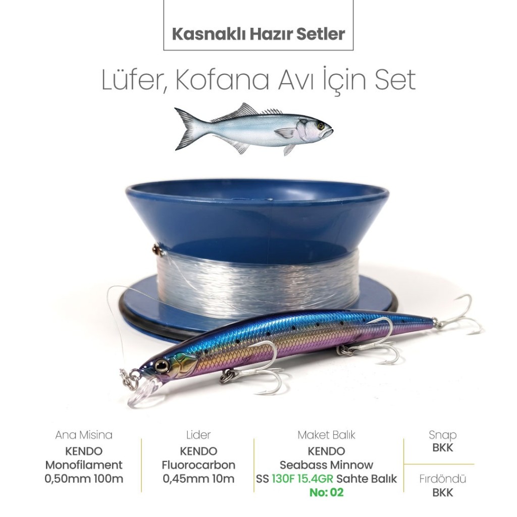 Alamatra Kasnaklı Hazır Sırtı Seti – Lüfer & Kofana Avı İçin (Seabass Minnow 0,3 M Dalar) - Görsel 4