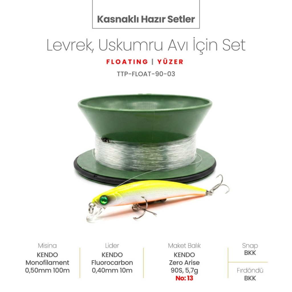 Alamatra Kasnaklı Hazır Sırtı Seti – Levrek & Uskumru Avı İçin (Floating / Yüzer) 0,3 Metre Dalar - Görsel 3