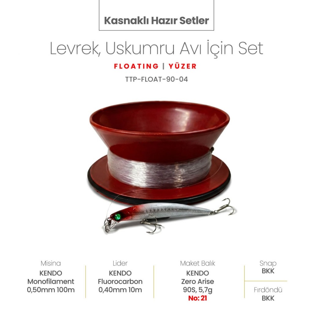 Alamatra Kasnaklı Hazır Sırtı Seti – Levrek & Uskumru Avı İçin (Floating / Yüzer) 0,3 Metre Dalar - Görsel 4