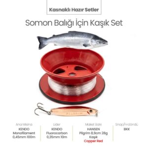 Alamatra Kasnaklı Hazır Sırtı Seti – Somon Balığı Avı İçin Kaşık Seti