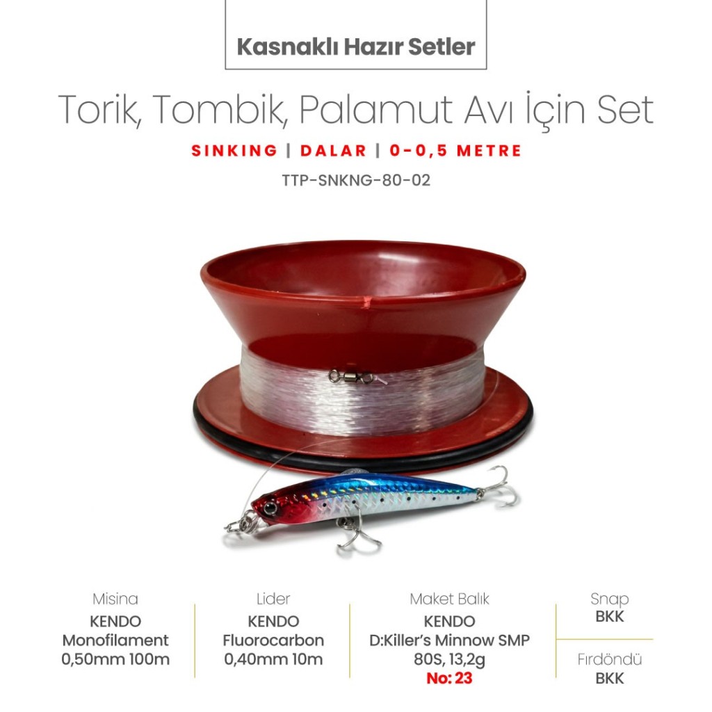 Alamatra Kasnaklı Hazır Sırtı Seti – Torik, Tombik & Palamut Avı İçin (Sinking / 0 – 0.5 Metre) - Görsel 3