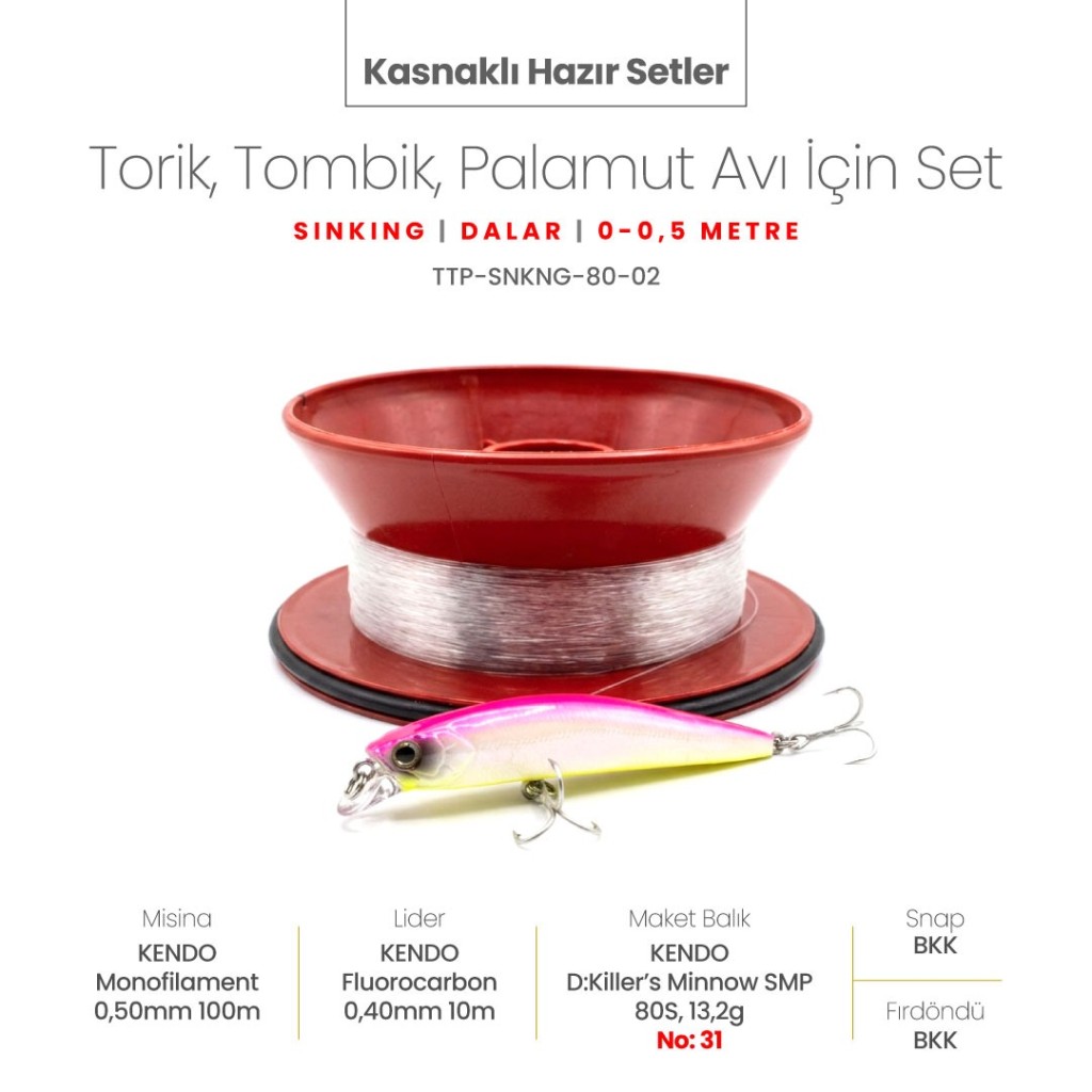 Alamatra Kasnaklı Hazır Sırtı Seti – Torik, Tombik & Palamut Avı İçin (Sinking / 0 – 0.5 Metre) - Görsel 5