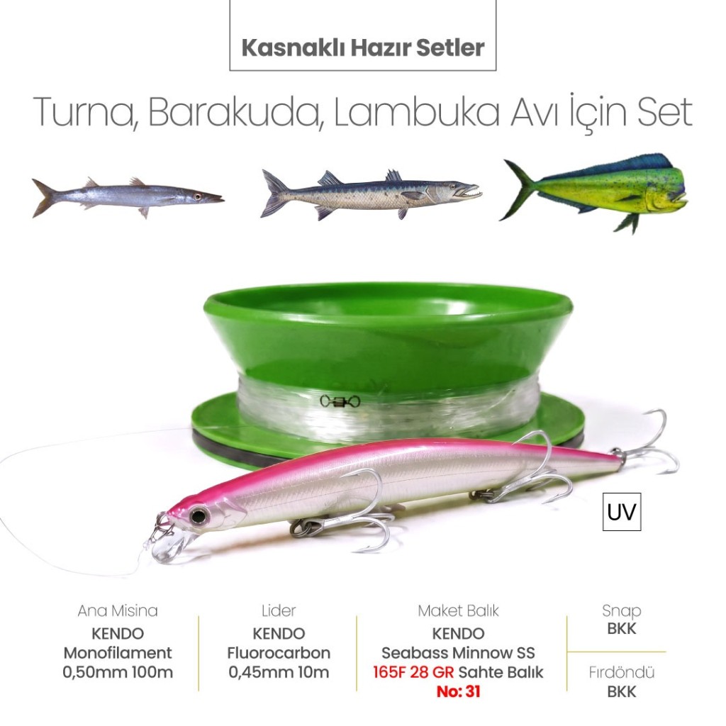 Alamatra Kasnaklı Hazır Sırtı Seti – Turna, Barakuda & Lambuka Avı İçin (Seabass Minnow SS) - Görsel 2