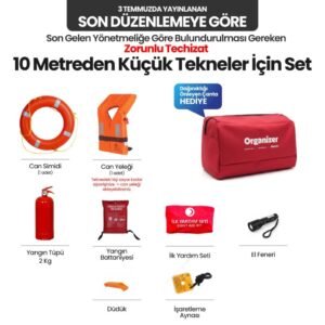 10 Metre Altındaki Tekneler için Can Simitli Zorunlu Teçhizat Seti (Dürbünsüz)
