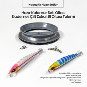 Hazır Kalamar Sırtı Oltası - Kademeli Çift Zokalı El Oltası Takımı